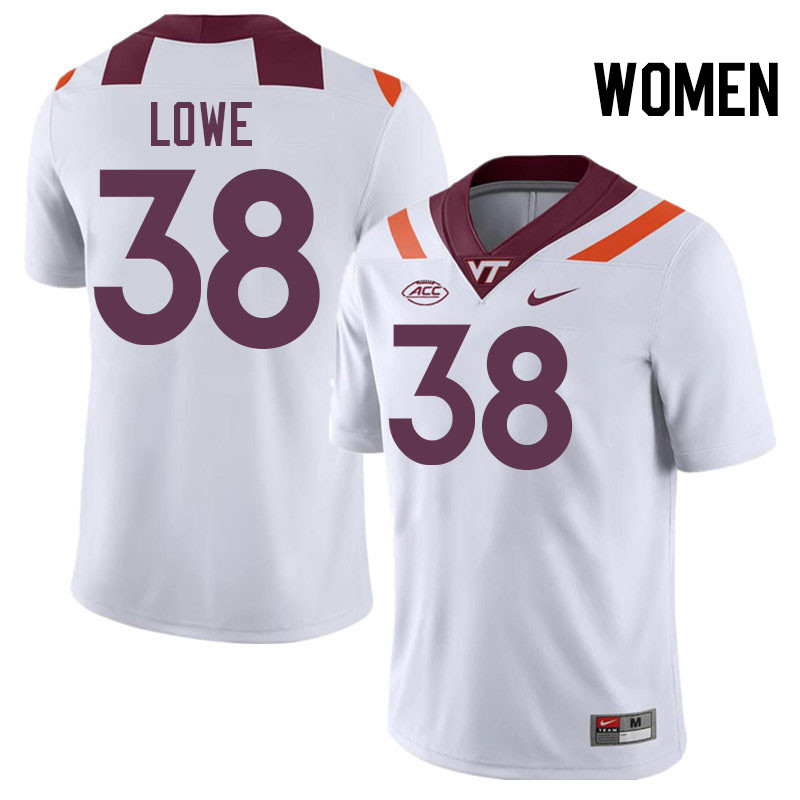 Women #38 Kyle Lowe Virginia Tech Hokies College Football Jerseys Stitched-White